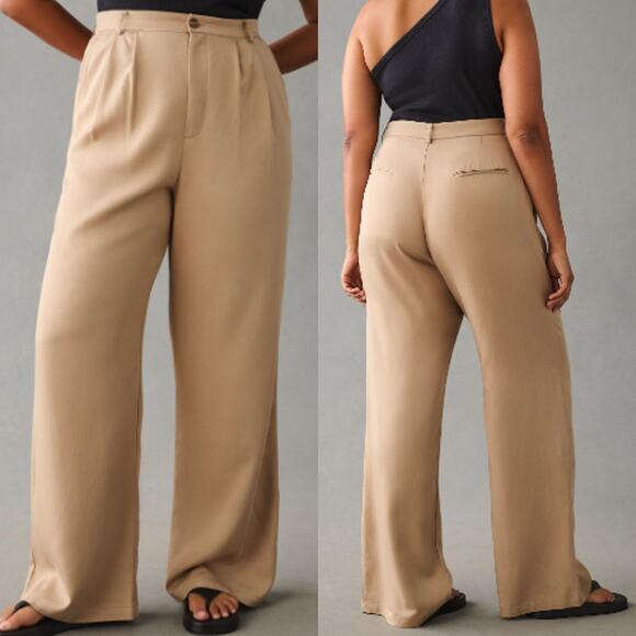NEW Reformation Mason Trouser Pants Pleated Wide Leg High Rise Khaki Size 10 - Picture 4 of 8